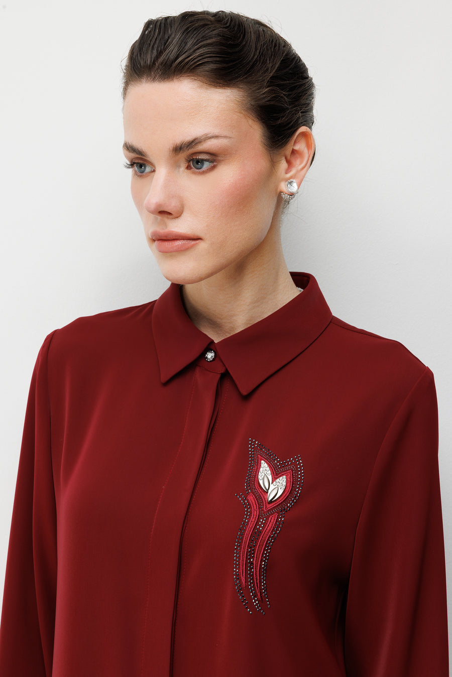 Taş İşlemeli Tunik Bordo
