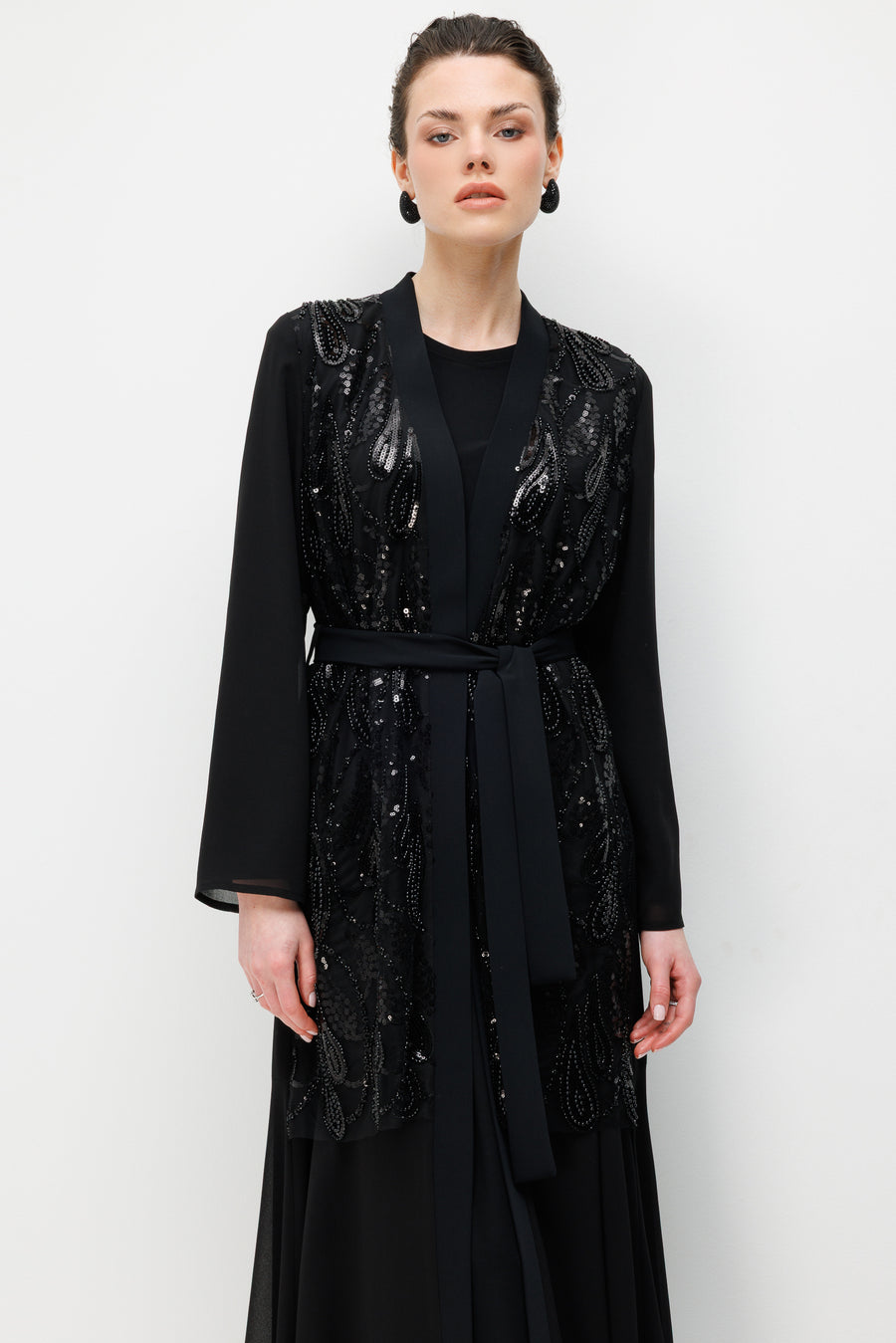 İnci Taşlı Abaya Elbise