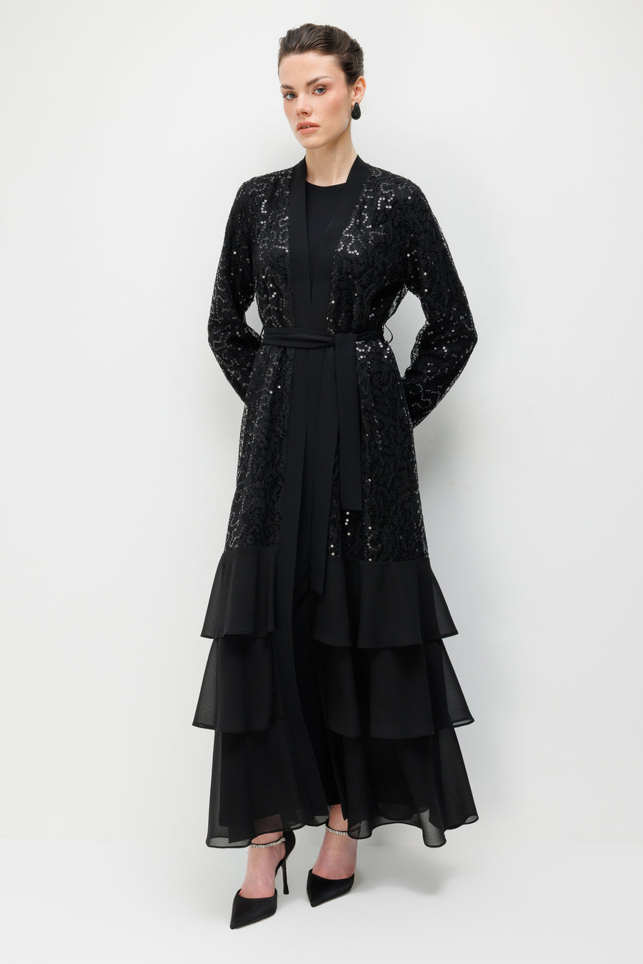 Palet Dantelli Abaya Elbise