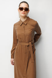 Torba Cepli Kemerli Elbise Camel