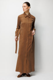 Torba Cepli Kemerli Elbise Camel