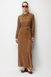 Torba Cepli Kemerli Elbise Camel