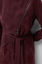 FERMUAR DETAYLI ELBİSE BORDO