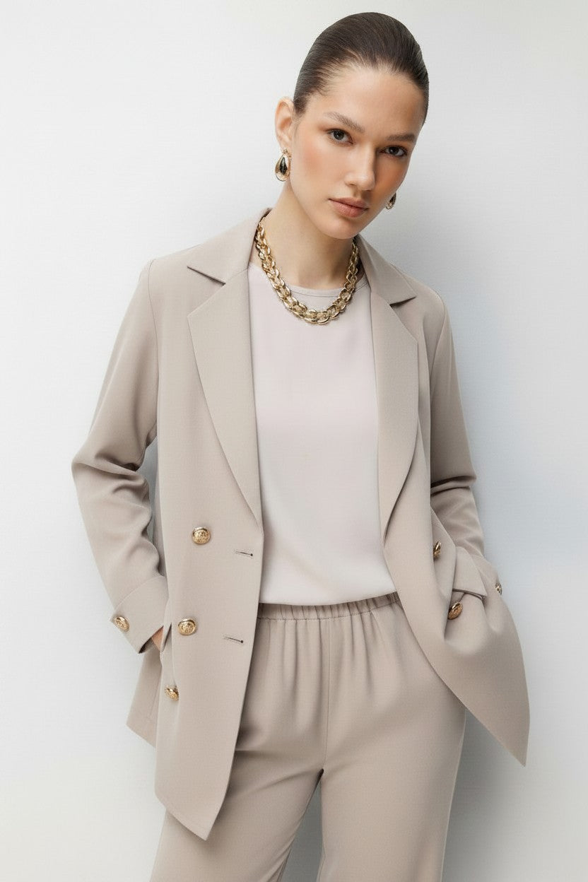 Blazer Ceket Takım Vizon