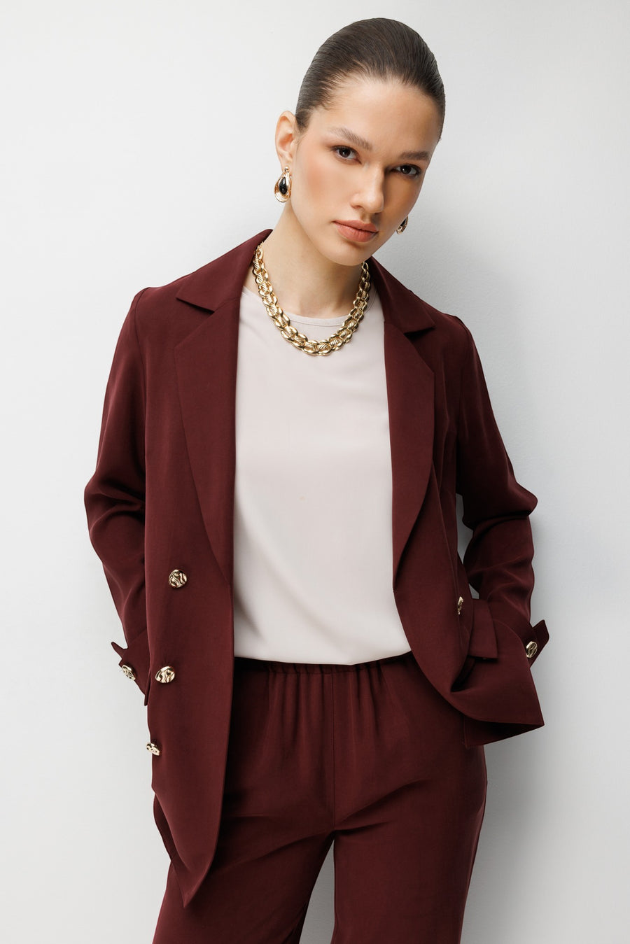 Blazer Ceket Takım Bordo