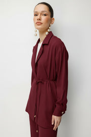 Düşük Kol Blazer Takım Bordo