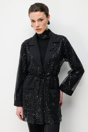 Payetli Dantel Blazer Takım
