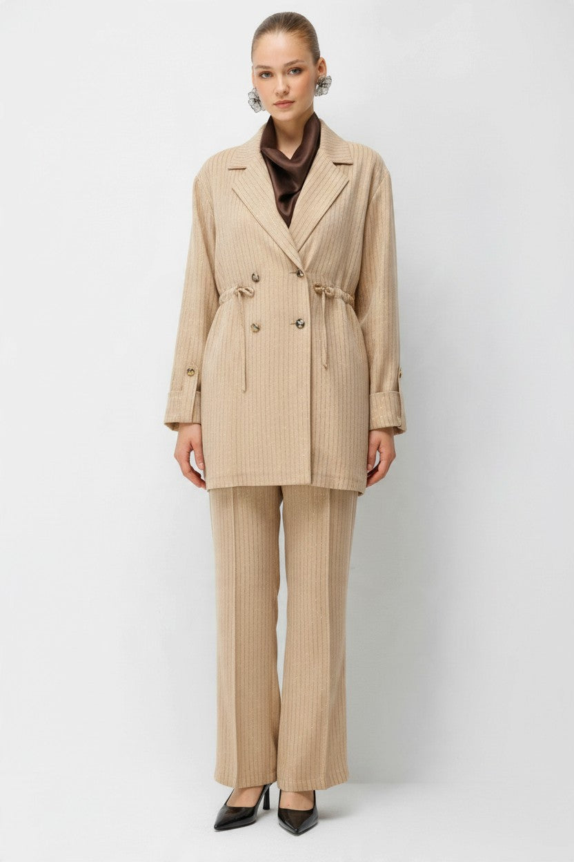 DÖRT DÜĞMELİ BLAZER TAKIM BEJ