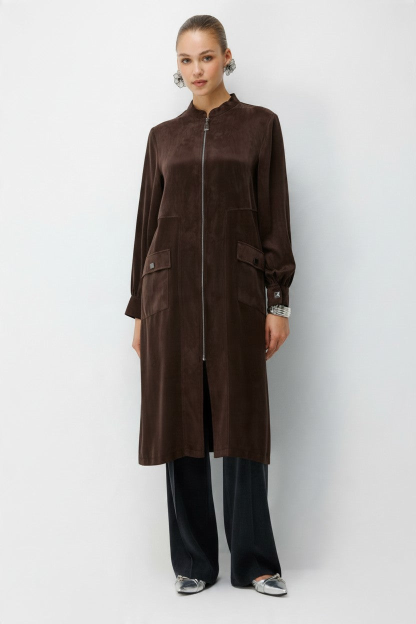 KESİKLİ ÇAKMA DETAYLI KAP KAHVERENGİ